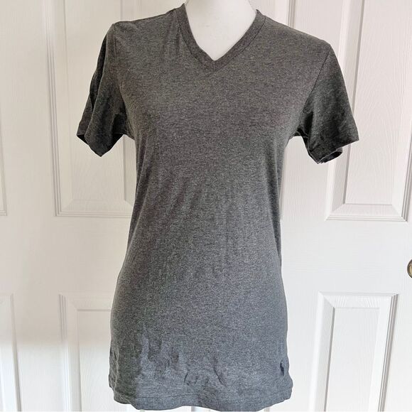 Polo Ralph Lauren V neck Cotton Shirt in Charcoal Gray Small - Picture 1 of 5